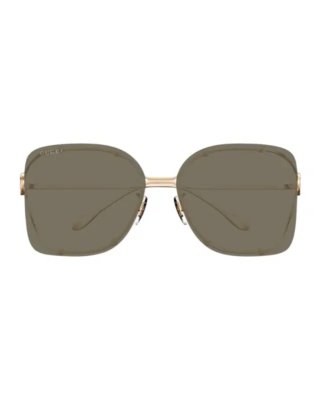 Gucci Rimless Square Metal Sunglasses