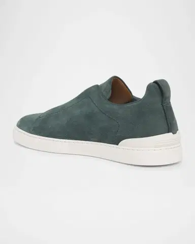 ZEGNA Men 's Triple Stitch Suede Sneakers | Thumbnail 2