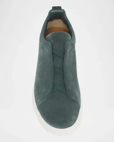 ZEGNA Men 's Triple Stitch Suede Sneakers | Thumbnail 4