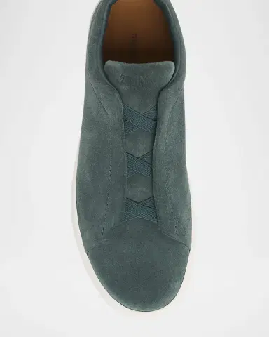 ZEGNA Men 's Triple Stitch Suede Sneakers | Thumbnail 5