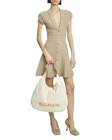 Balmain 1945 Hobo Bag in Monogram Crinkled Leather | Thumbnail 1