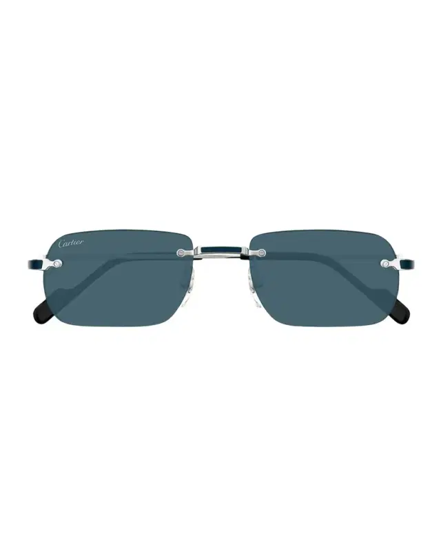 Cartier Men 's Nylon & Metal Rectangle Sunglasses