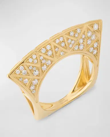 Dries Criel 18K Yellow Gold White Diamond Lotus Ring with Cross Pattern | Thumbnail 2