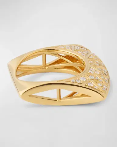 Dries Criel 18K Yellow Gold White Diamond Lotus Ring with Cross Pattern | Thumbnail 3