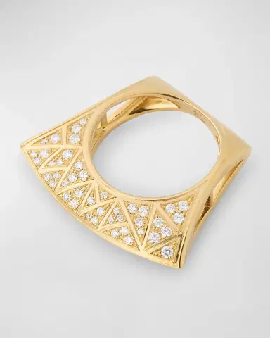 Dries Criel 18K Yellow Gold White Diamond Lotus Ring with Cross Pattern | Thumbnail 5