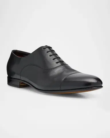 Santoni Men's Darian Calfskin Leather Oxfords | Thumbnail 2