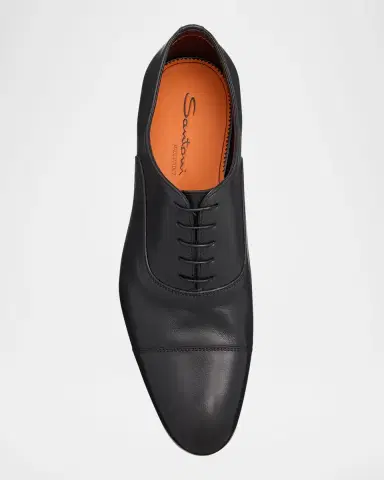 Santoni Men's Darian Calfskin Leather Oxfords | Thumbnail 4