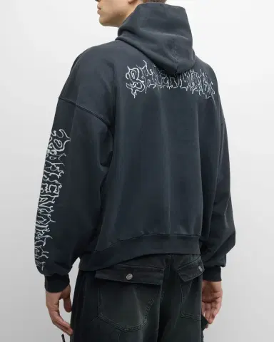 Balenciaga Men 's Metal Outline Logo Hoodie | Thumbnail 3