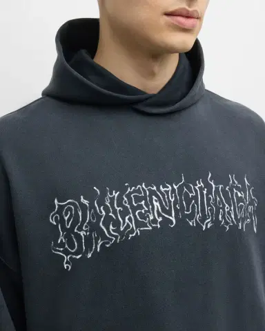 Balenciaga Men 's Metal Outline Logo Hoodie | Thumbnail 4