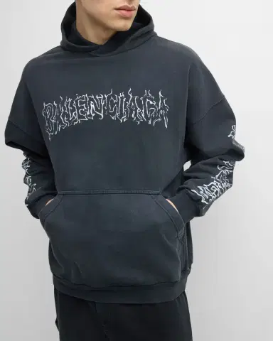 Balenciaga Men 's Metal Outline Logo Hoodie | Thumbnail 5