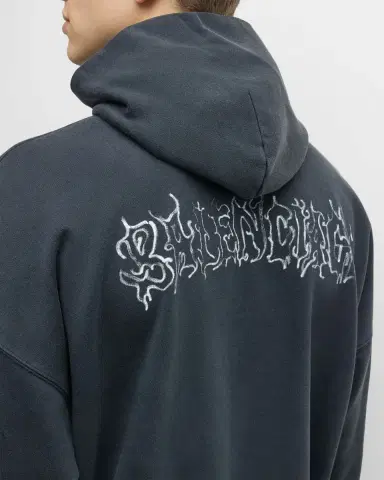 Balenciaga Men 's Metal Outline Logo Hoodie | Thumbnail 6