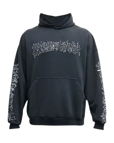 Balenciaga Men 's Metal Outline Logo Hoodie | Thumbnail 1