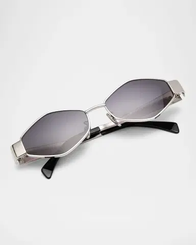 Celine Men's Triomphe Metal and Nylon Oval Sunglasses | Thumbnail 5 Celine Men's Triomphe Metal and Nylon Oval Sunglasses | Thumbnail 5