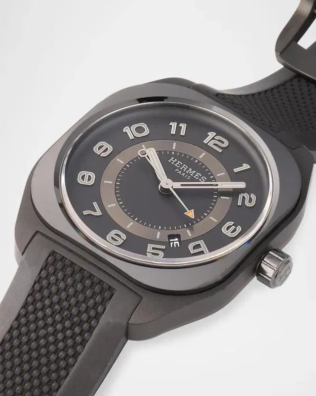 Hermès H08 Black Rubber Watch, 42 mm