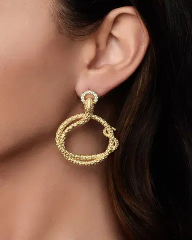 Anabel Aram Jewelry Serpent Holding Ring Hoop Earrings | Thumbnail 2