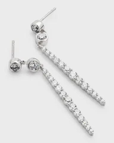 Neiman Marcus Diamonds 18K White Gold Diamond Drop Earrings, 2.06tcw, 1.75" drop | Thumbnail 2