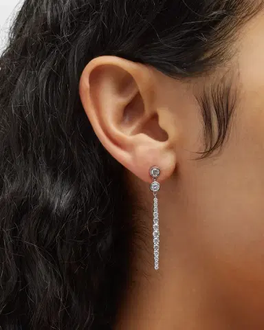 Neiman Marcus Diamonds 18K White Gold Diamond Drop Earrings, 2.06tcw, 1.75" drop | Thumbnail 1