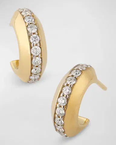 Walters Faith Grant 18K Yellow Gold Diamond Knife Edge Huggie Earrings | Thumbnail 2
