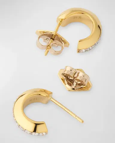 Walters Faith Grant 18K Yellow Gold Diamond Knife Edge Huggie Earrings | Thumbnail 3