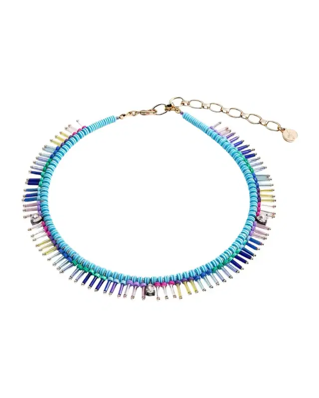 On The Fringe Necklace with Bugle Beads and Crystals