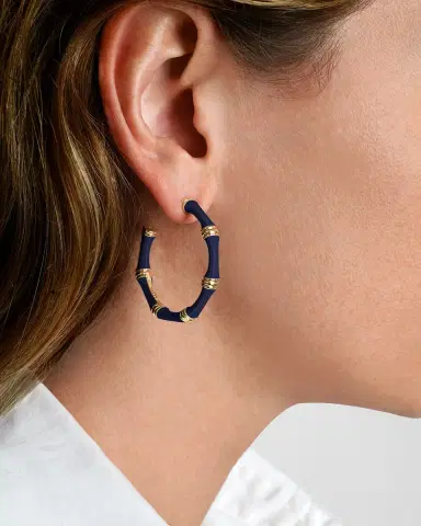 Anabel Aram Jewelry Bamboo Enameled Hoop Earrings | Thumbnail 2