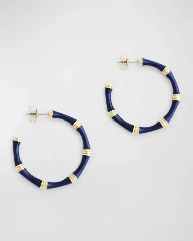 Anabel Aram Jewelry Bamboo Enameled Hoop Earrings | Thumbnail 3