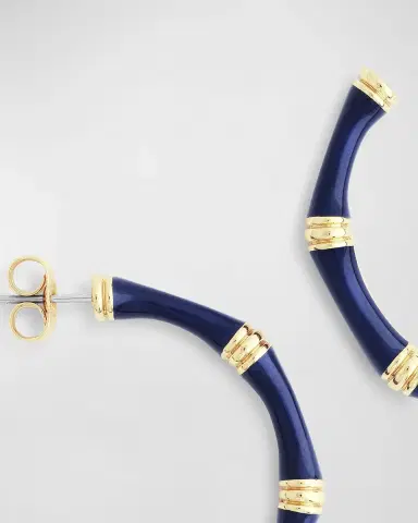 Anabel Aram Jewelry Bamboo Enameled Hoop Earrings | Thumbnail 4