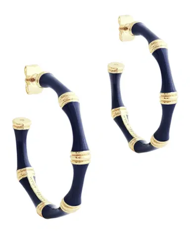 Anabel Aram Jewelry Bamboo Enameled Hoop Earrings | Thumbnail 1