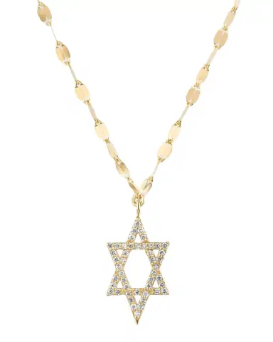 LANA 14K Gold Flawless Star of David Pendant Necklace with Jump Ring, 16-18"L | Thumbnail 1