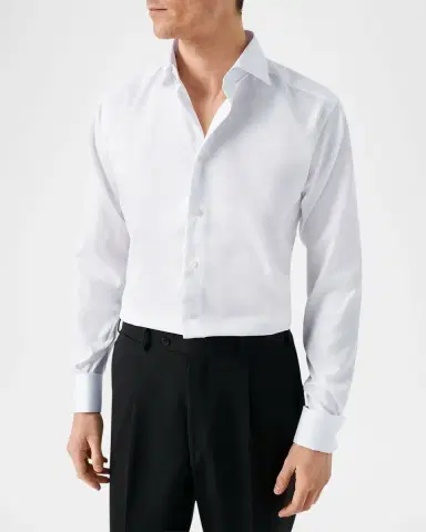 Eton Men's Slim-Fit French-Cuff Twill Dress Shirt | Thumbnail 3 Eton Men's Slim-Fit French-Cuff Twill Dress Shirt | Thumbnail 3