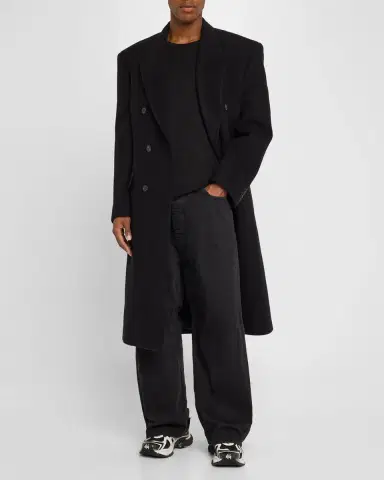 Balenciaga Men's Cashmere-Blend Overcoat | Thumbnail 2 Balenciaga Men's Cashmere-Blend Overcoat | Thumbnail 2