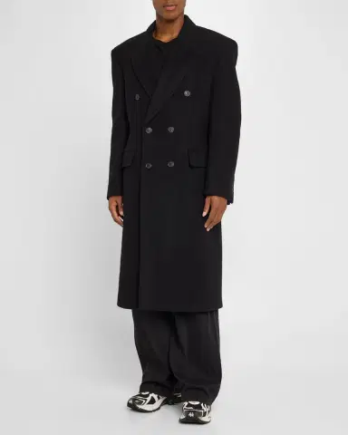 Balenciaga Men's Cashmere-Blend Overcoat | Thumbnail 4 Balenciaga Men's Cashmere-Blend Overcoat | Thumbnail 4