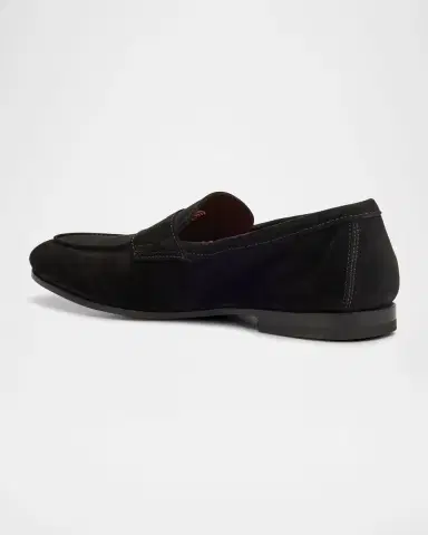 Santoni Men's Carlos Suede Penny Loafers | Thumbnail 3