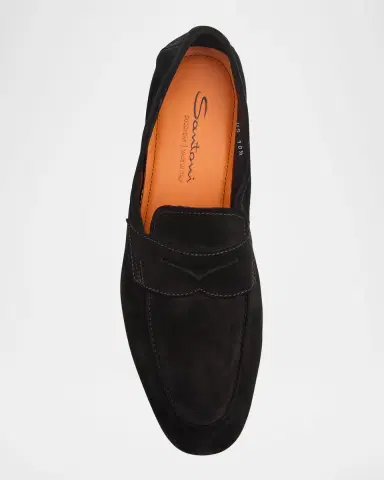 Santoni Men's Carlos Suede Penny Loafers | Thumbnail 4