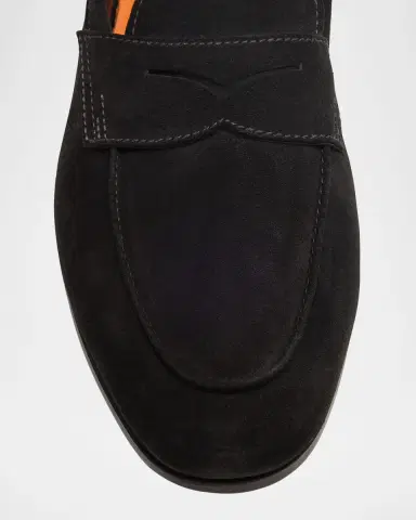 Santoni Men's Carlos Suede Penny Loafers | Thumbnail 5