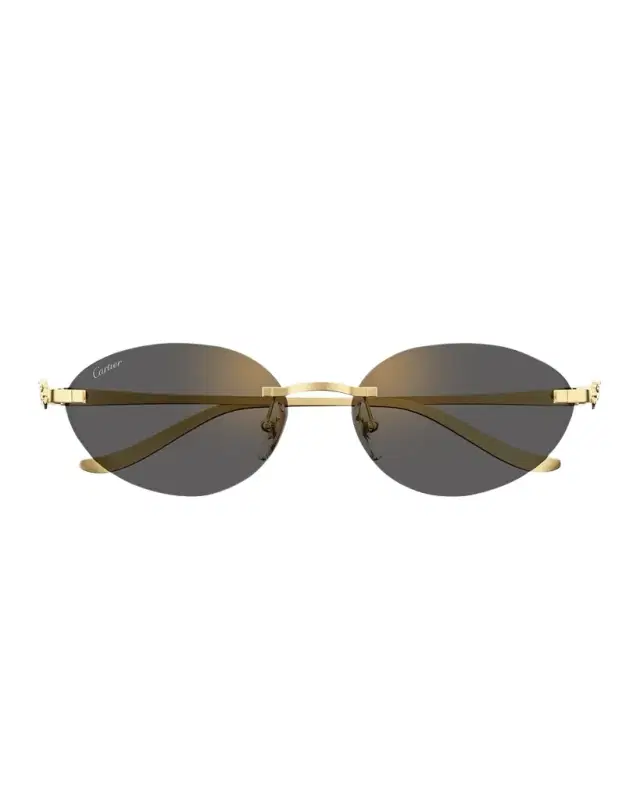 Cartier Panthère Rimless Metal Oval Sunglasses