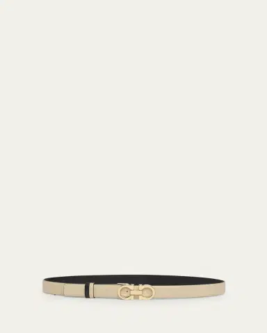 Ferragamo Mediterranean Gancini Leather Skinny Belt | Thumbnail 3