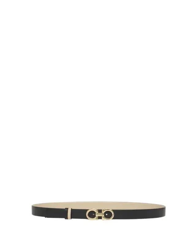 Ferragamo Mediterranean Gancini Leather Skinny Belt