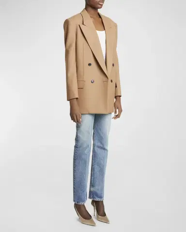 Saint Laurent Double-Breasted Oversize Wool Blazer Jacket | Thumbnail 2 Saint Laurent Double-Breasted Oversize Wool Blazer Jacket | Thumbnail 2