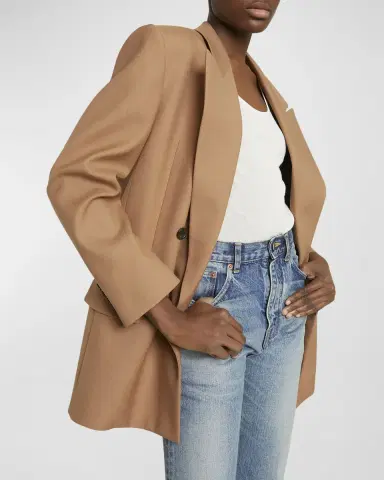 Saint Laurent Double-Breasted Oversize Wool Blazer Jacket | Thumbnail 7 Saint Laurent Double-Breasted Oversize Wool Blazer Jacket | Thumbnail 7