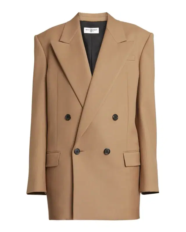 Double-Breasted Oversize Wool Blazer Jacket