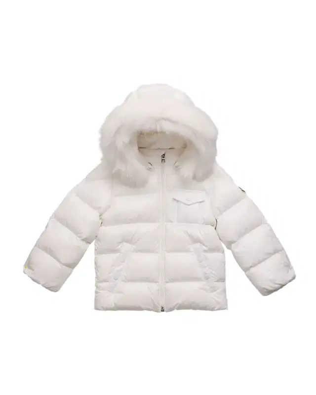 Moncler Kid 's Shiny Puffer Jacket W/ Faux Fur Trim, Size 6M-3