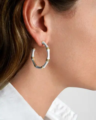 Anabel Aram Jewelry Bamboo Enameled Hoop Earrings | Thumbnail 2
