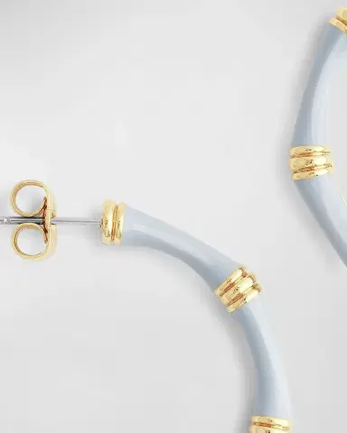 Anabel Aram Jewelry Bamboo Enameled Hoop Earrings | Thumbnail 4