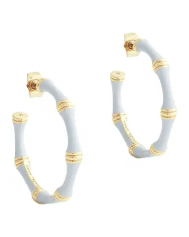 Anabel Aram Jewelry Bamboo Enameled Hoop Earrings | Thumbnail 1