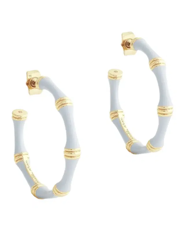 Bamboo Enameled Hoop Earrings