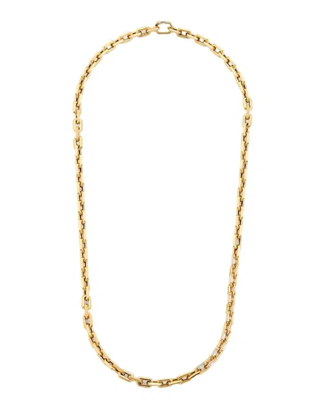 18K Yellow Gold Baguette Diamond Necklace