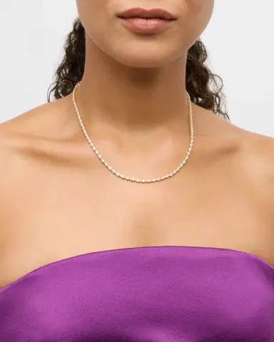 Neiman Marcus Diamonds 18K Yellow Gold Diamond Tennis Necklace, 17"L, 8.37tcw | Thumbnail 1 Neiman Marcus Diamonds 18K Yellow Gold Diamond Tennis Necklace, 17"L, 8.37tcw | Thumbnail 1