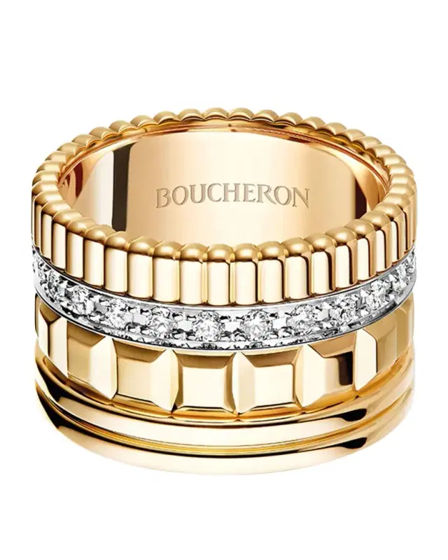 Quatre Radiant Edition 18k Yellow Gold Ring with Diamonds, EU 58 / US 8.25