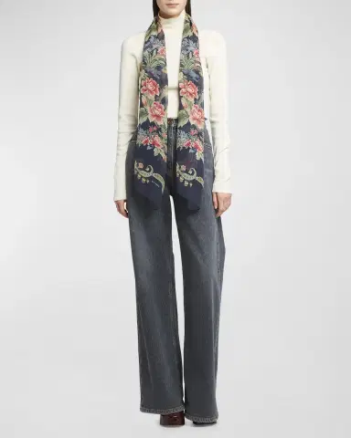 Etro Sheer Floral Print Silk Scarf | Thumbnail 3